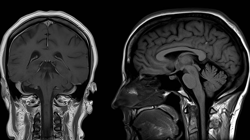 Obraz skanu mózgu z rezonansu magnetycznego. 