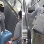 Kobieta upadła na ziemię, gdy walizka spadła na schody ruchome w Chinach